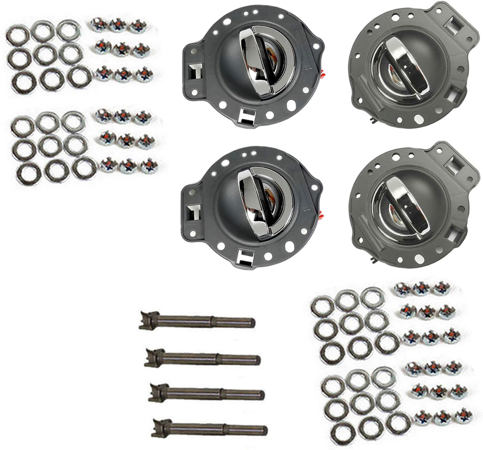 Compatible with Jeep 06-10 Commander Inside Inner Door Handle Gray & Chrome 4PCS 06 07 08 09 10 DS509