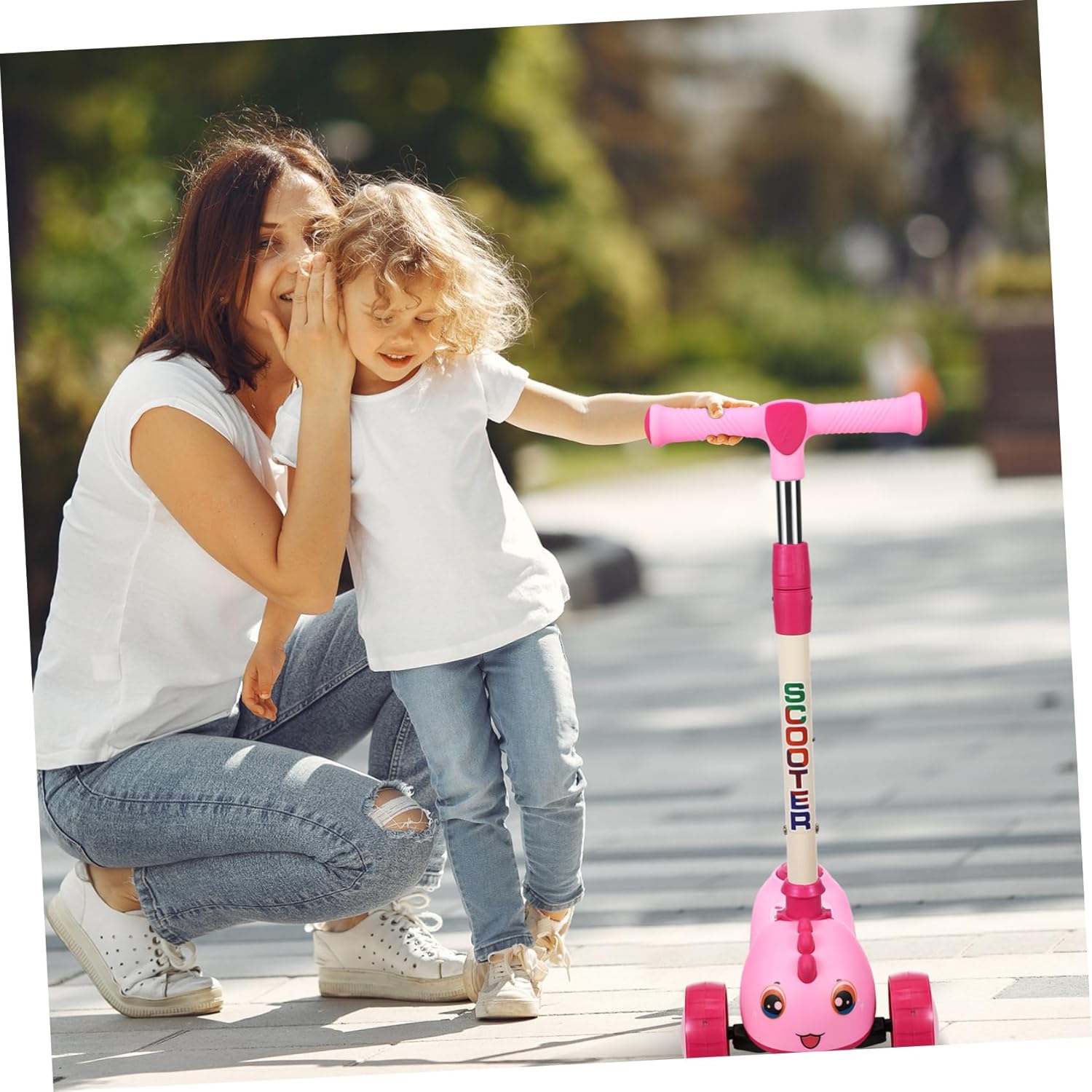GALPADA Foldable Kick Scooter with Light-up Flashing Wheels Adjustable Handlebar for Ages Portable Outdoor for Active Play and Easy Storage