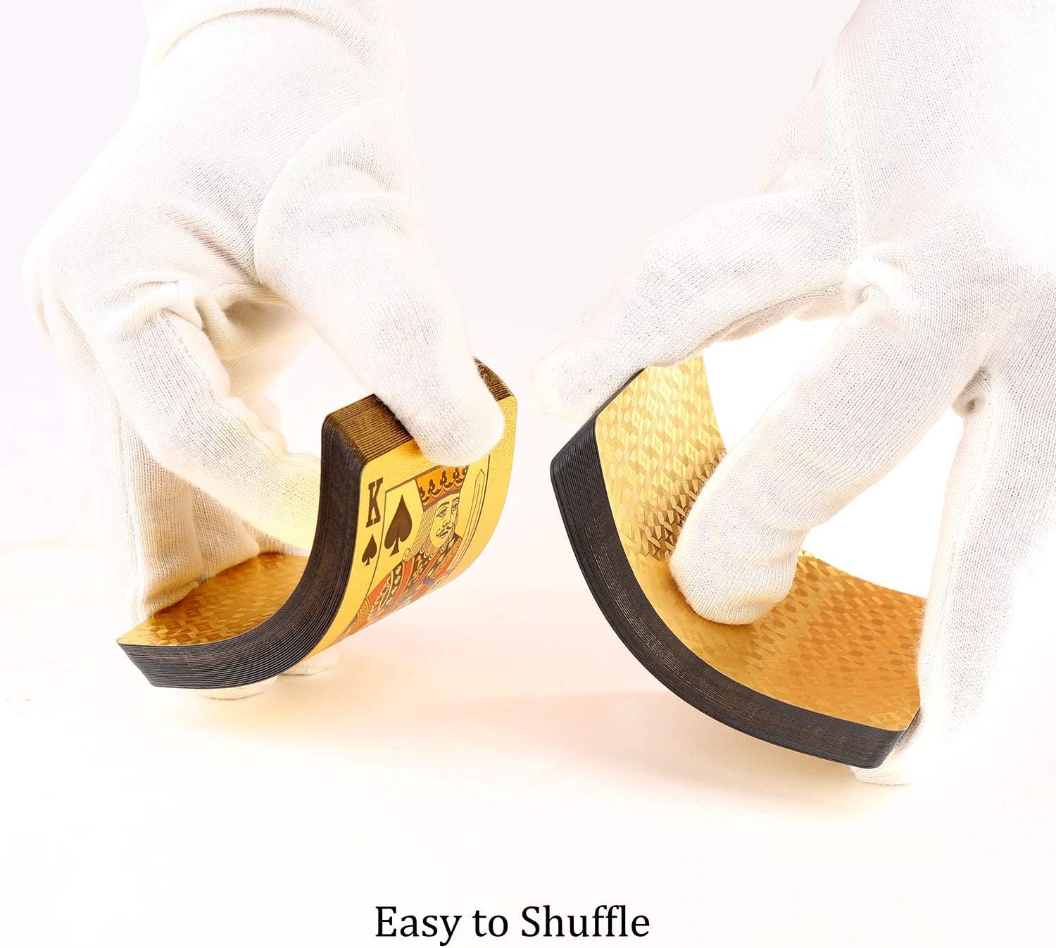 EAY Deck of Cards, Gold Deck of Cards, Gold Waterproof Playing Cards, Poker Cards, Washable & Flexible, Playing Cards 2 Pack