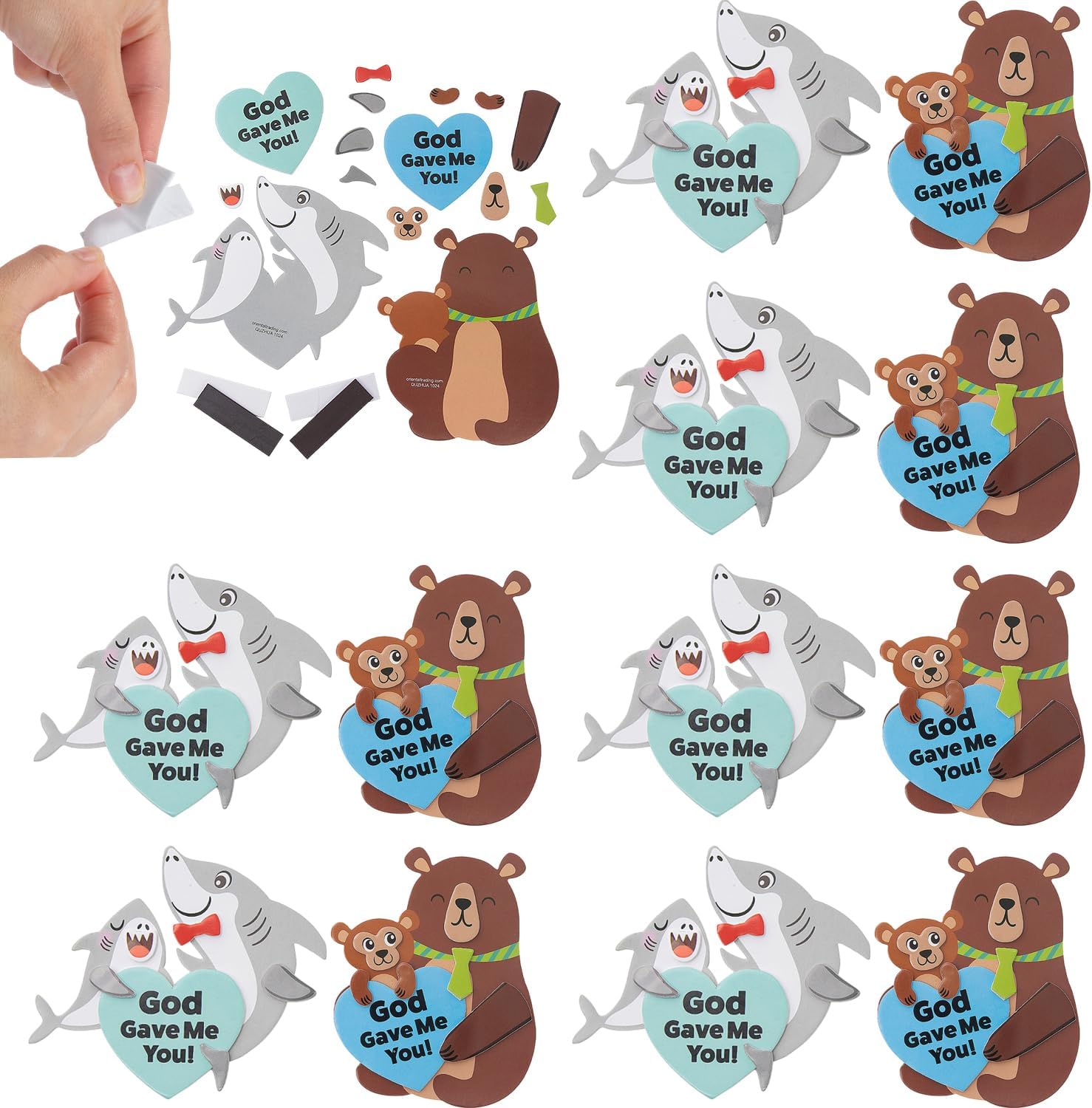 Fun Express Religious Father’s Day Shark and Bear Magnet Craft Kit - Makes 12
