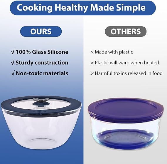 4 Pcs Silicone Replacement Lid for Pyrex 7201-PC 4 Cup, 7402-PC 6/7 Cup