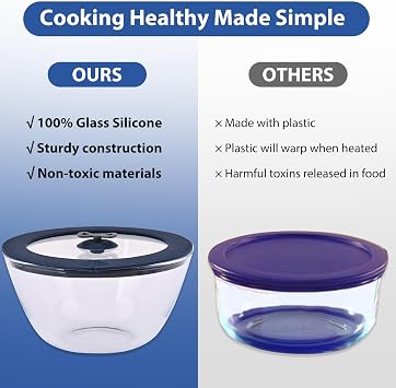 4 Pcs Silicone Replacement Lid for Pyrex 7201-PC 4 Cup, 7402-PC 6/7 Cup