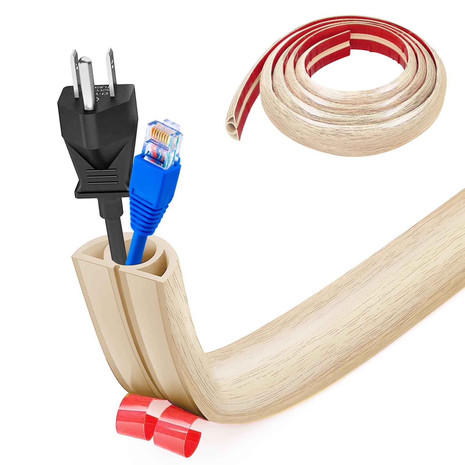 Pasacables Suelo, Canaleta Cables Suelo, 3.0M x2cm Protector de Cables para Suelo, Cubiertas de Suelo para Cables Autoadhesiva Montaje para Todos los Hogar, Oficina, Escuela,Almacén(Blanco-Redondeado) — view 56