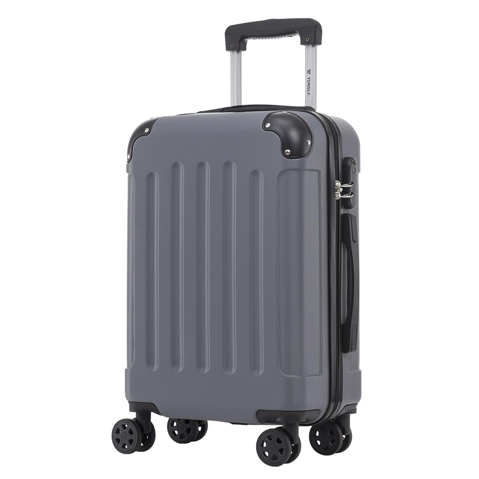 YONSLY Trolley Reisekoffer Set, Koffer Suitcase, Rollkoffer Handgepäck Hartschalenreisekoffer mit Zahlenschloss, 4 Rollen 360°, Weicher Gummigriff