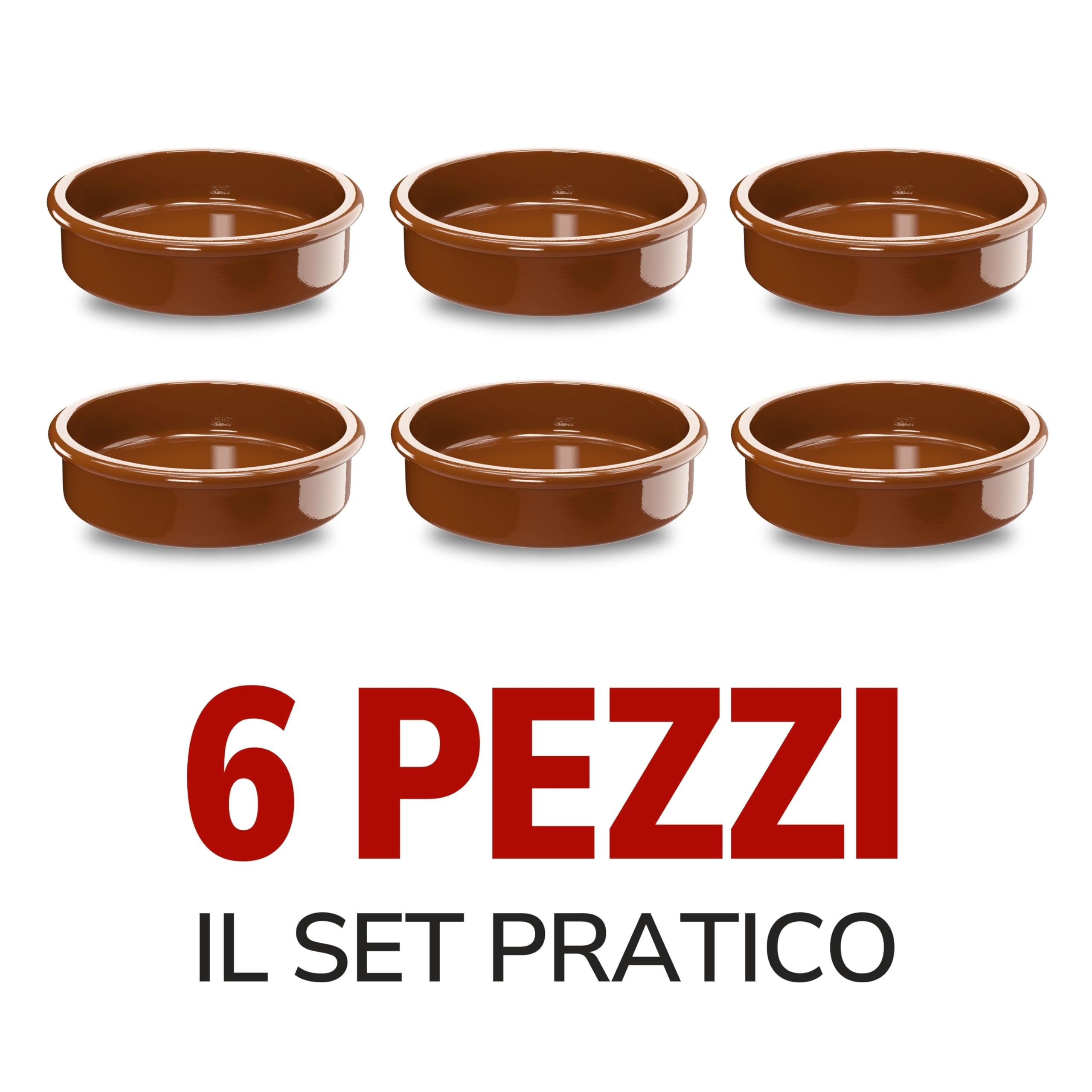ToCi - Set di 6 scodelle colorate per tapas, in terracotta mediterranea, da dessert, diametro 11,5 cm, prodotto tradizionale della Spagna, 175 ml
