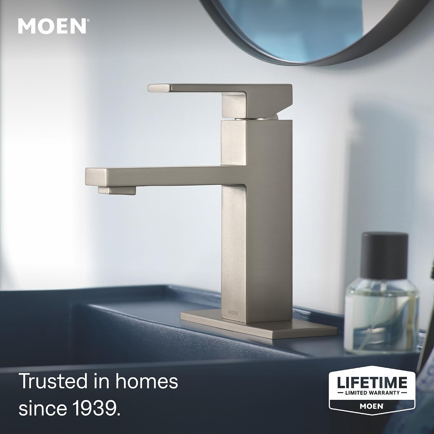 Moen Revyl 1-Handle Bathroom Faucet w/Drain, Deckplate, 84771SRN image 2