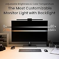 Vista 4 de BenQ ScreenBar Halo - Barra de luz LED con 2 luces LED, controlador inalámbrico, luz de fondo, sensor de movimiento, brillo y temperatura