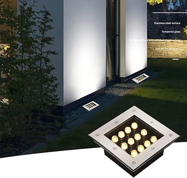 Square Buried Lights Outdoor Ground Light IP66 Waterproof Recessed LED Underground Light AC85-265V Spotlight for Driveway Garden Pathway Patio Deck Landscape LampGreen,5W