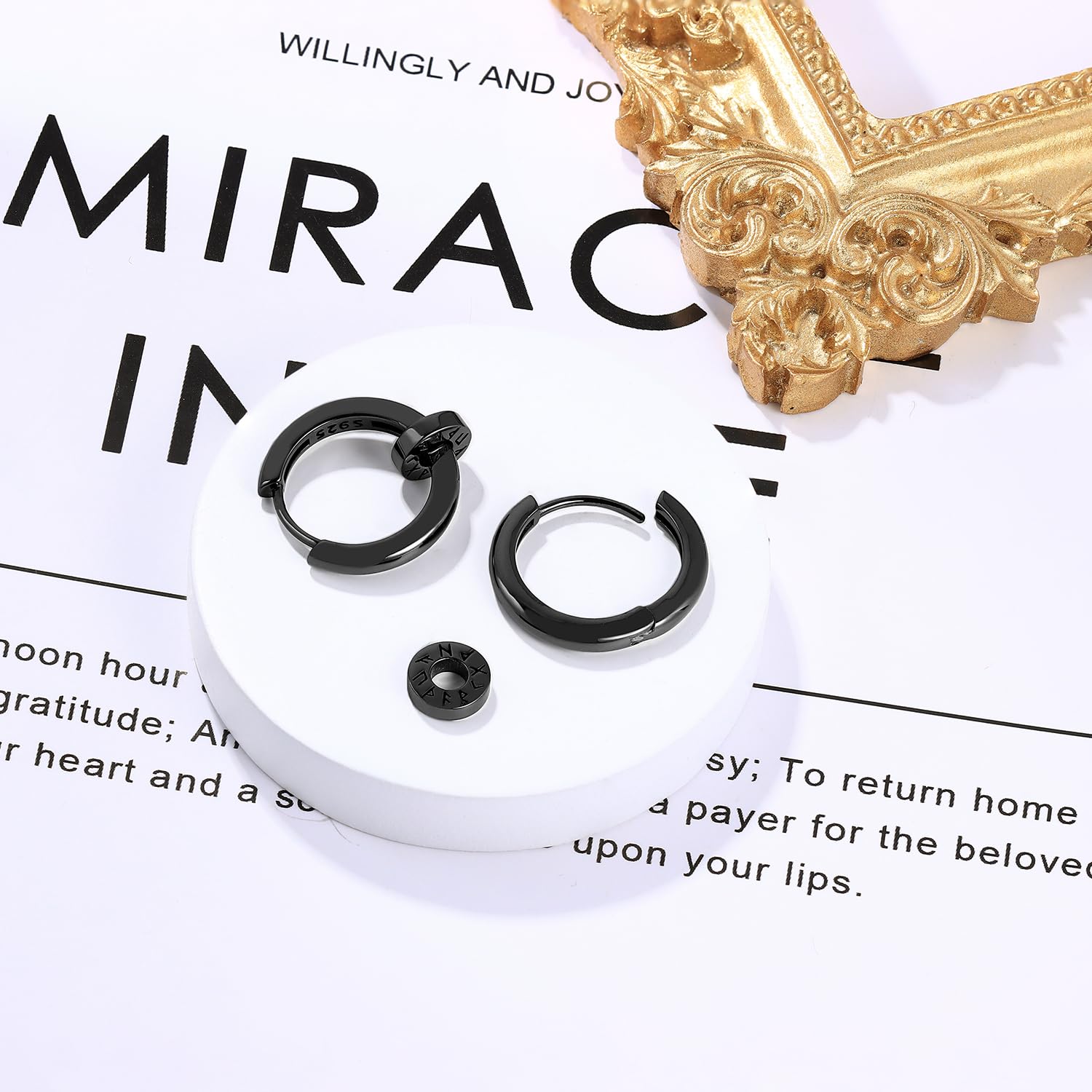Ohrstecker Herren Wikinger Sterling Silber 925, Wikinger Rune/Thors Hammer/Wolf Ohrringe Schwarze, Wikinger Amulett Schmuck für Männer Damen