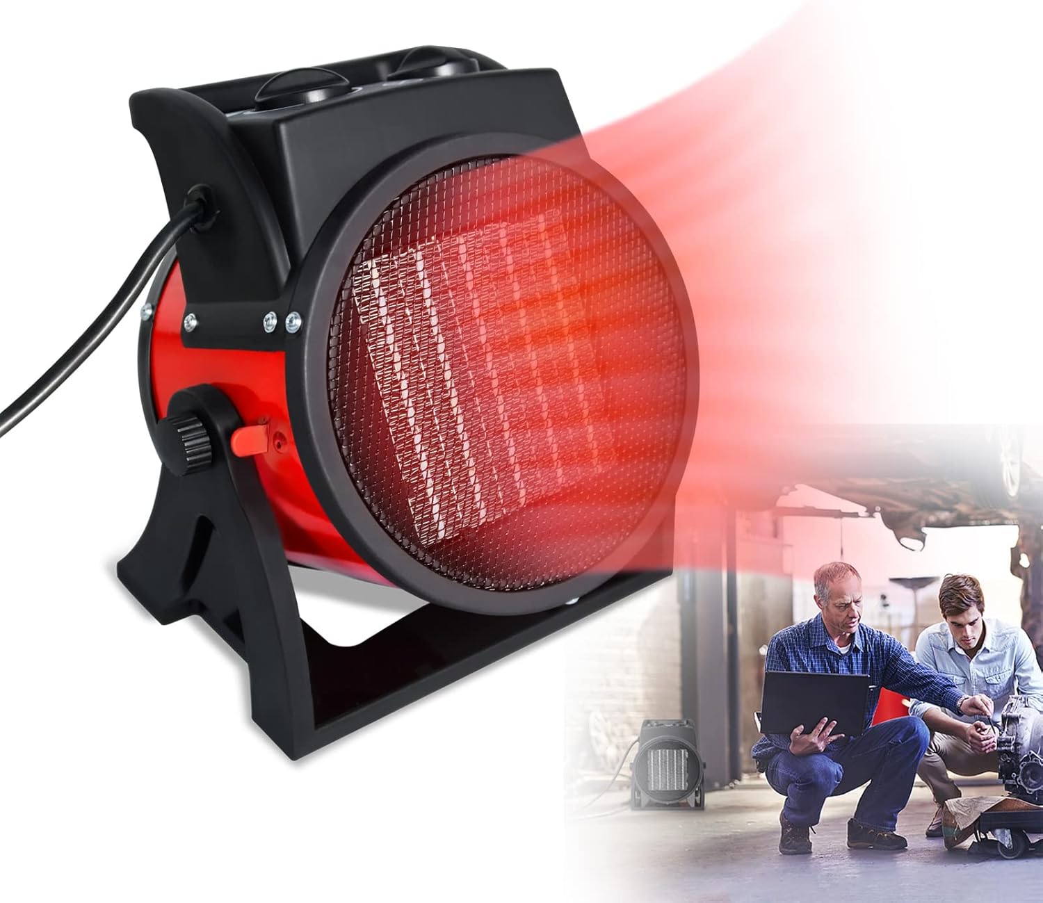 Calentador cerámico eléctrico de 3000W Calentador de taller de garaje con 2 niveles de calor