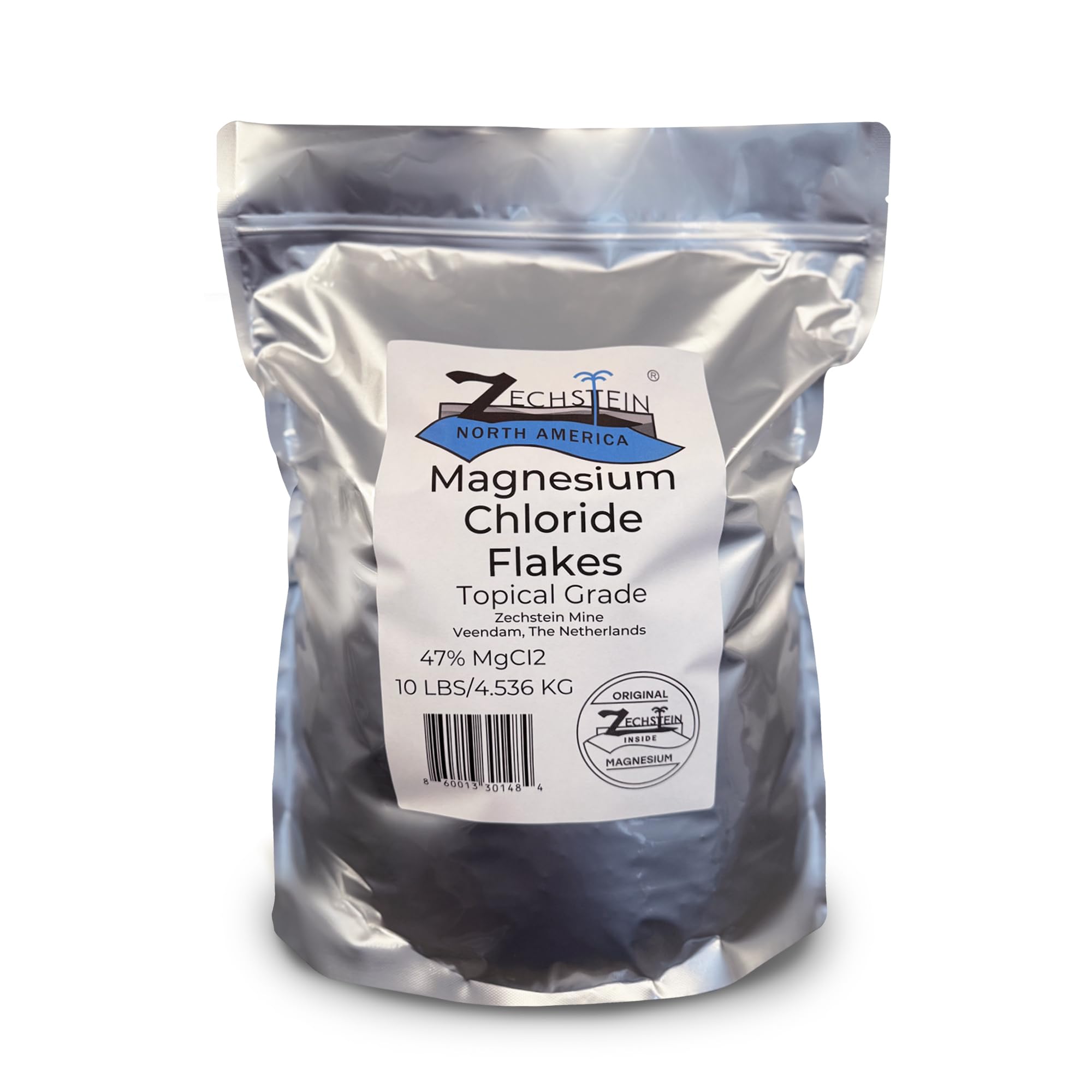 Authentic Zechstein Inside Bulk Magnesium Flakes: Magnesium Chloride Flakes for Baths | Pure, Organic, Transdermal Elemental Magnesium - 10 LB Bag