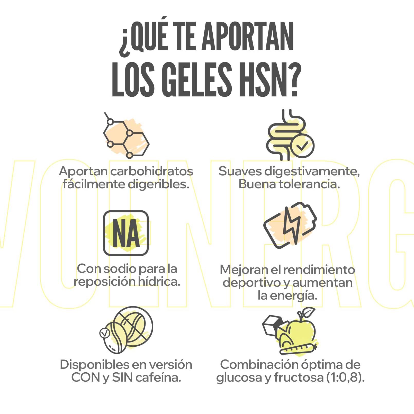 HSN Evonergy Maxigel Con Cafeína | Limón - Caja 12 Unidades de 70ml | 60g Carbohidratos por Gel Relación 1:0,8 (Glucosa:Fructosa) | Textura fluida | No-GMO, Vegano, Sin Gluten ni Lactosa