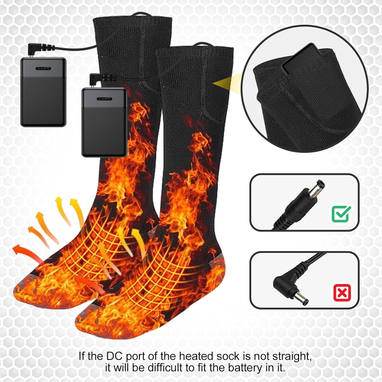 7.4V Battery Pack for Heated Gloves Socks USB Charging Cable Rechargable Lithium Polymer Batteries for Heated Gloves Socks Hats Mittens Heating Pad (2pcs Included) (ST7 3000mAh*2) - Image 6