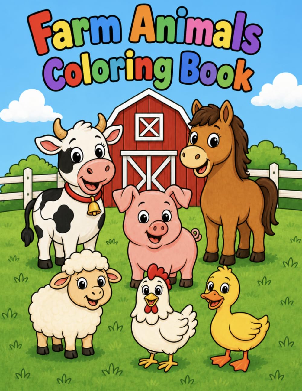 Barnyard Friends: Big & Easy Farm Animal Coloring Book for Boys & Girls Ages 3–8: The Perfect Farm Animal Coloring Book for Preschoolers, Kindergarteners, and Early Learners