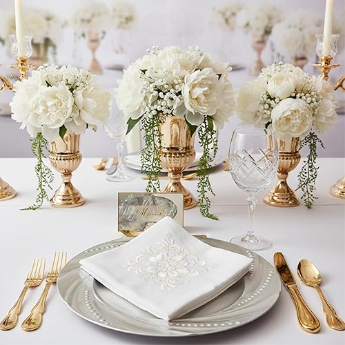 Miniatura 6 de ZENFUN Paquete de 12 platos de carga de plástico plateados, cargadores redondos de 13 pulgadas, cargadores decorativos para cena, platos de servicio