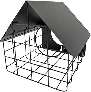 Erdnussbutterspender für Vögel – Metall matt-schwarz mit Schutzgitter 19x18,5x17,5 cm – wetterfest & langlebig