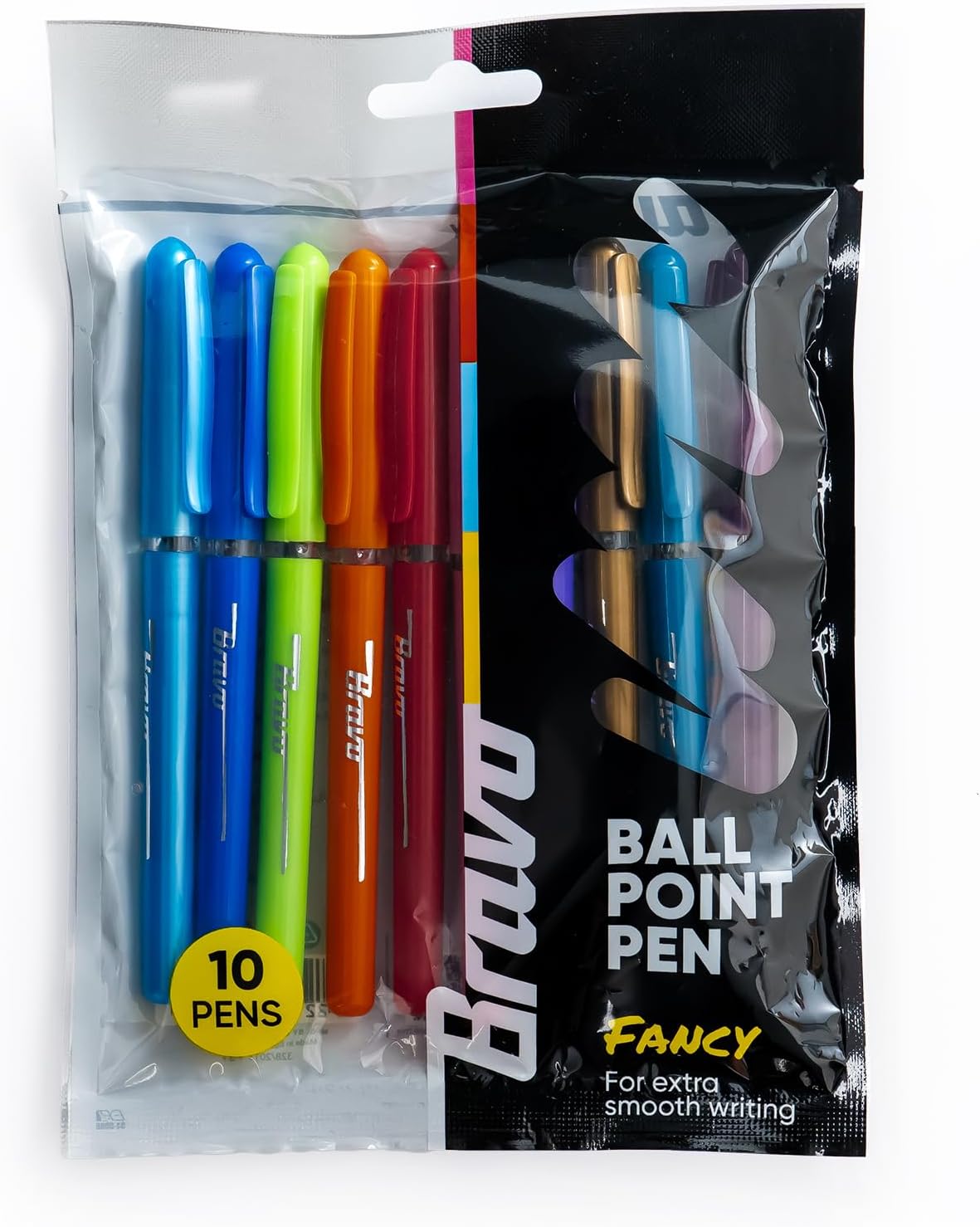 اقلام حبر جاف برافو بالوان رائعة متنوعة، 10 قطع