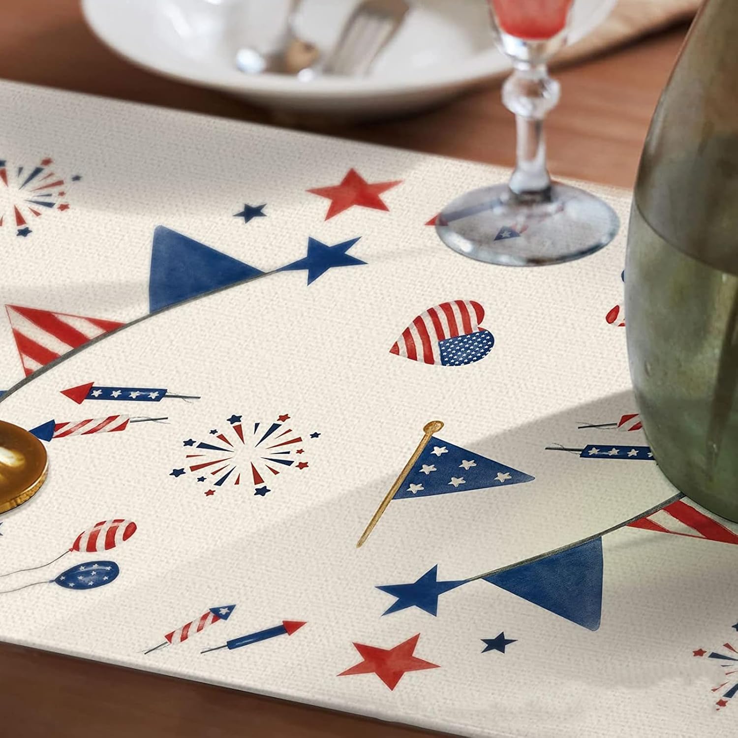 4th of July Table Runner Decorations 13x72 Inches Patriotic America Memorial Day Runners America Flag Independence Day Indoor Outdoor Home Kitchen Dining Fourth of July Table Party Decorations