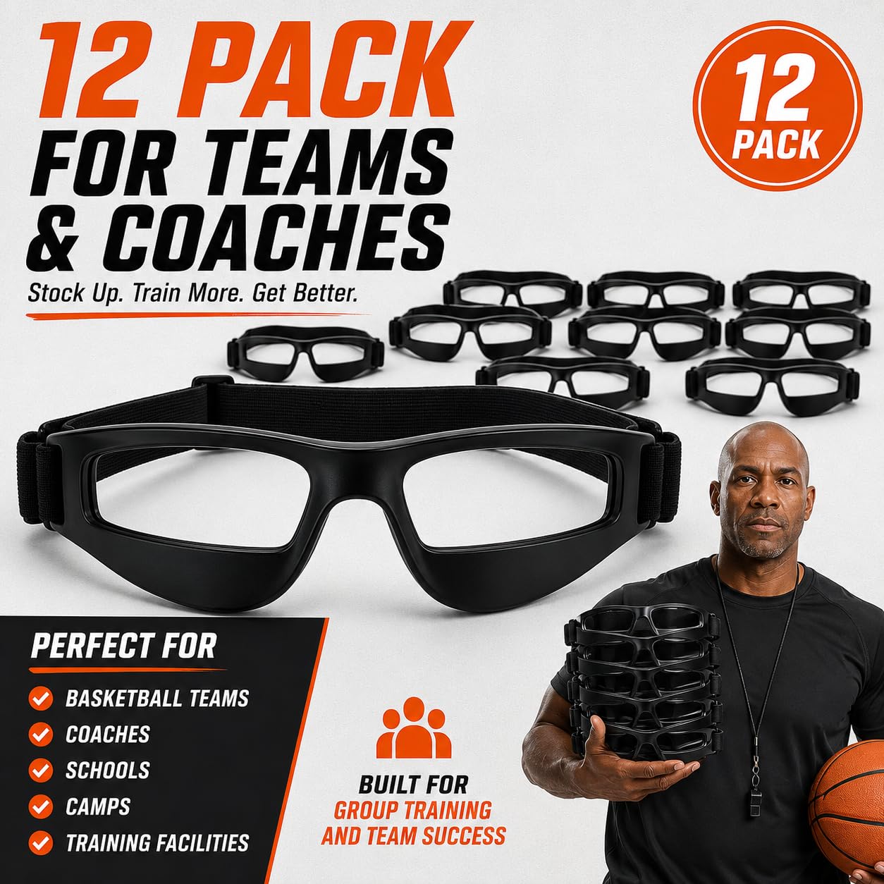 Liberty Imports Paquete de 12 gafas de baloncesto para regatear, sin mirar, especificaciones de goteo, equipo de entrenamiento de equipo, equipo deportivo