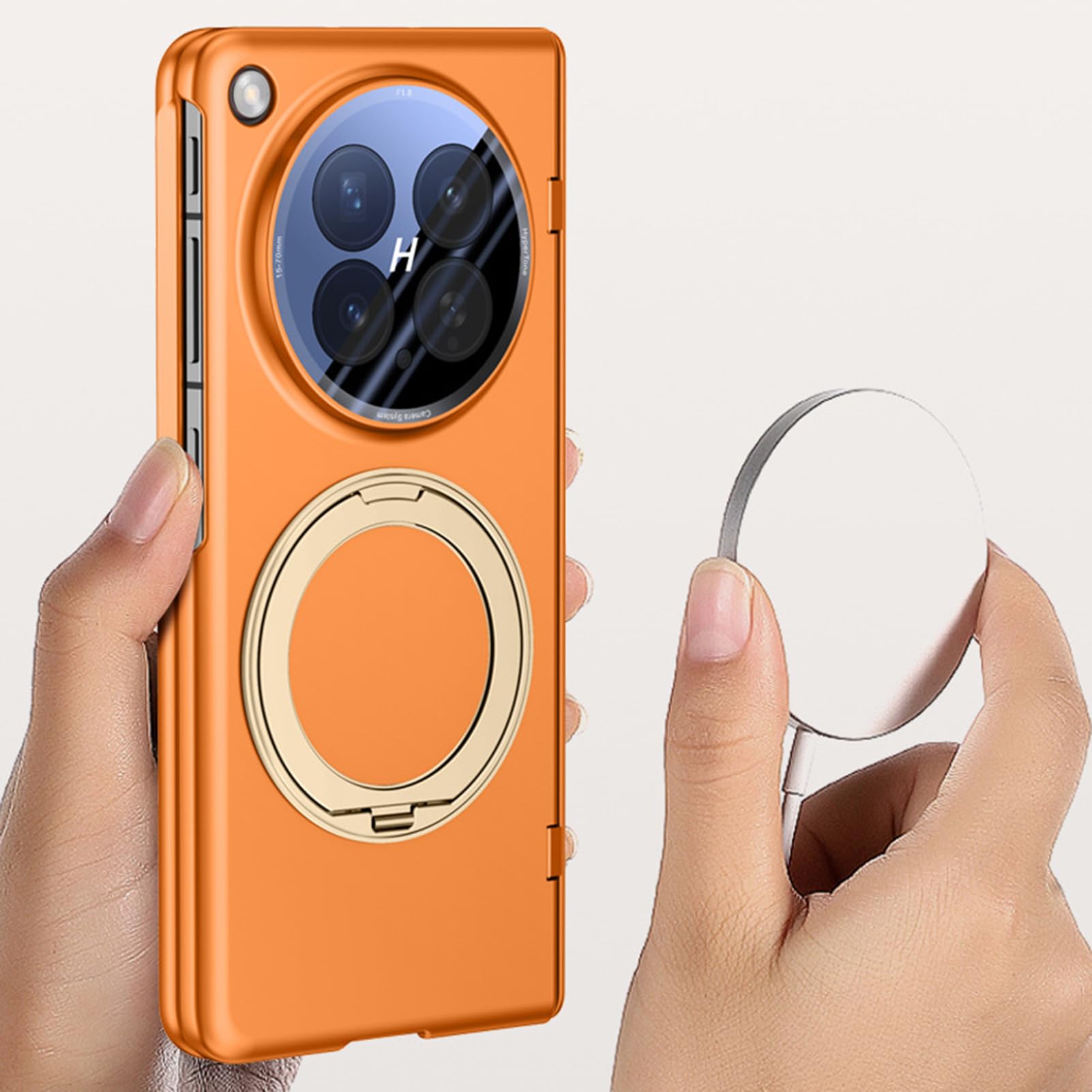 Smukłe etui do Oppo Find N6, wbudowana osłona ekranu kompleksowa obudowa magnetyczny uchwyt pierścieniowy PC zawias osłona, szary, N6