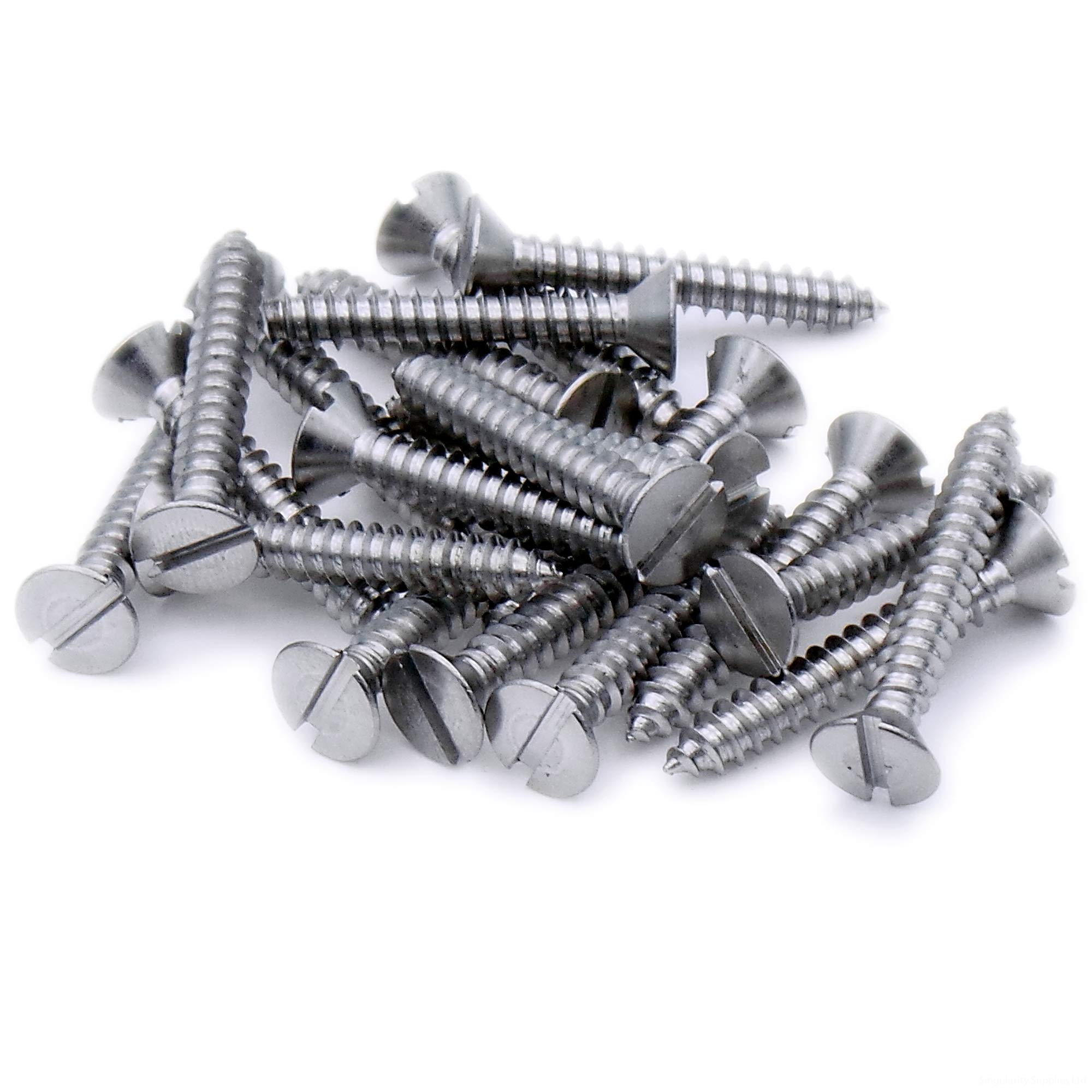 Singularity Supplies Silver No.8 X 0.75 (4.2Mm X 19Mm) Slot Countersunk Self-Tapping Screw - Stainless Steel (A2) (Pack Of 20)