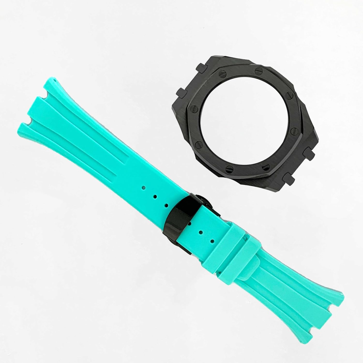 Ga2100 Watch Strap Case Mod Kit Parts,Black Smooth Metal Case Modify Custom Replace Silicone Watch Band Strap Compatible With Casio G shock Ga-2100/Ga-2110/GA-B2100 image 3