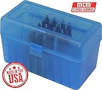 Vista 4 de MTM Caja de munición para rifle de 50 cartuchos con tapa abatible Large Mag (Azul transparente)