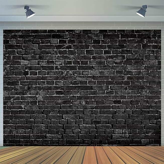 10X8FT Black Brick Wall Photography Backdrop - Vintage Theme Stone Background for Birthday Party Decoration D866 product image