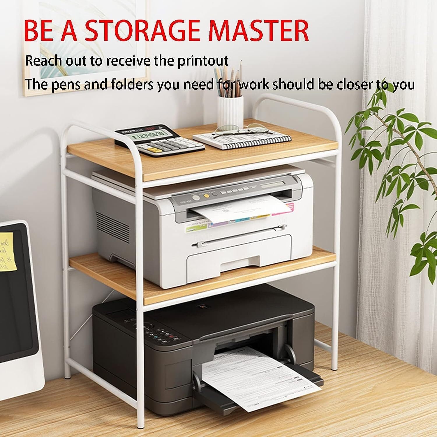Tavolo per Stampante Supporto per Stampante con Tavolo per di Archiviazione 2 Ripiani da Scrivania Organizer per per Supporto per Stampante