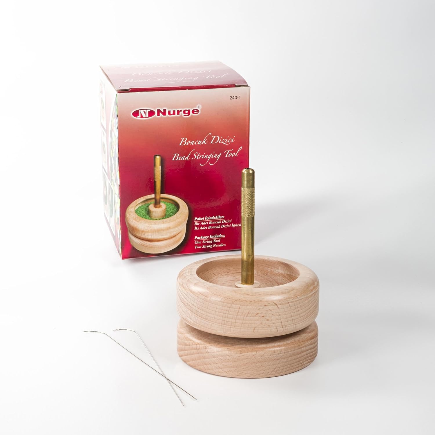 Nurge Premium Bead Stringing Tool - Hand Polished Natural Wood