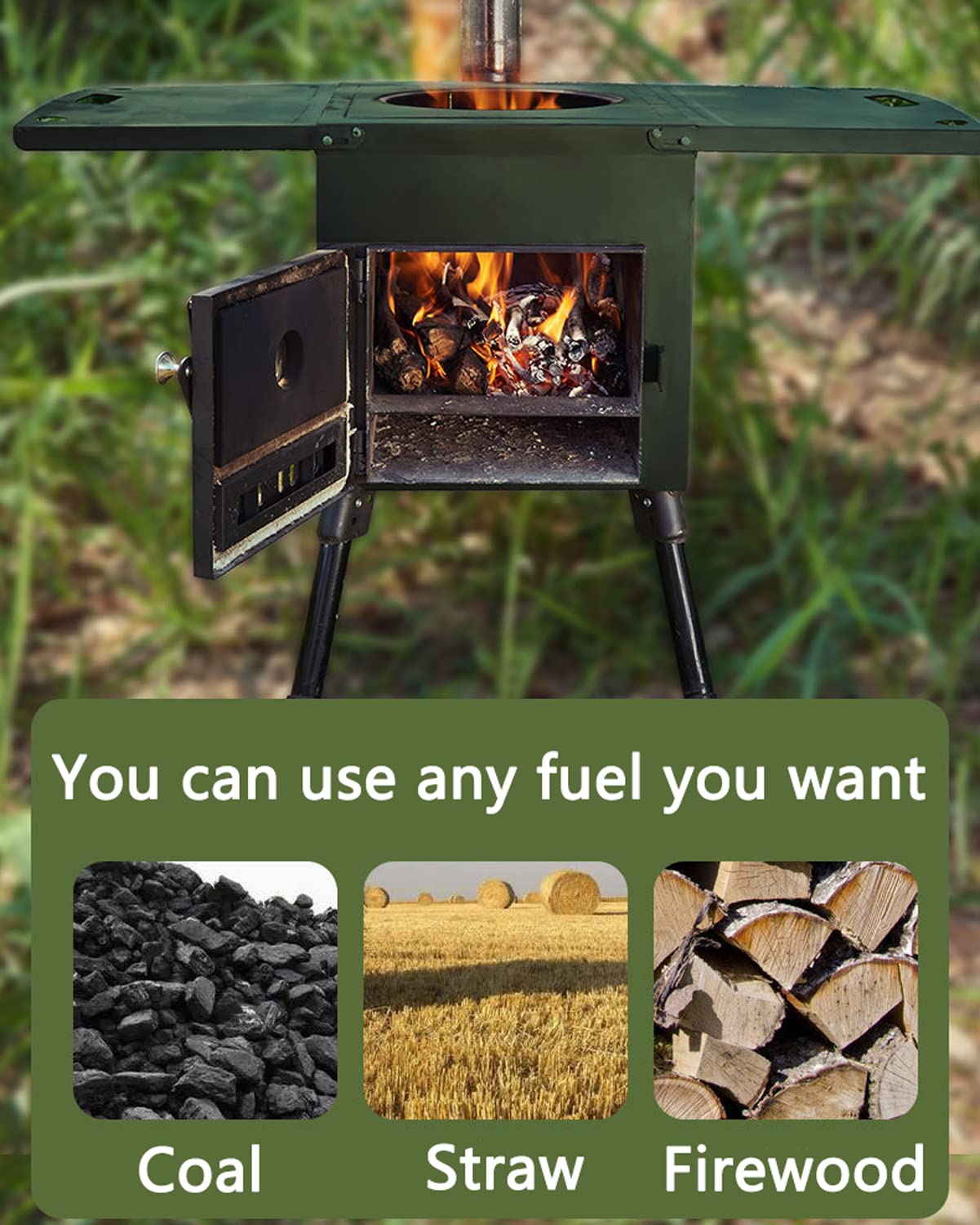 Réchaud à Bois pour Tente d'extérieur avec 3 cheminées Construction en Acier Inoxydable de précision pour Tente Poêles à Bois pour Chauffage Domestique Camping Pêche sur Glace Cuisine Randonnée Voya