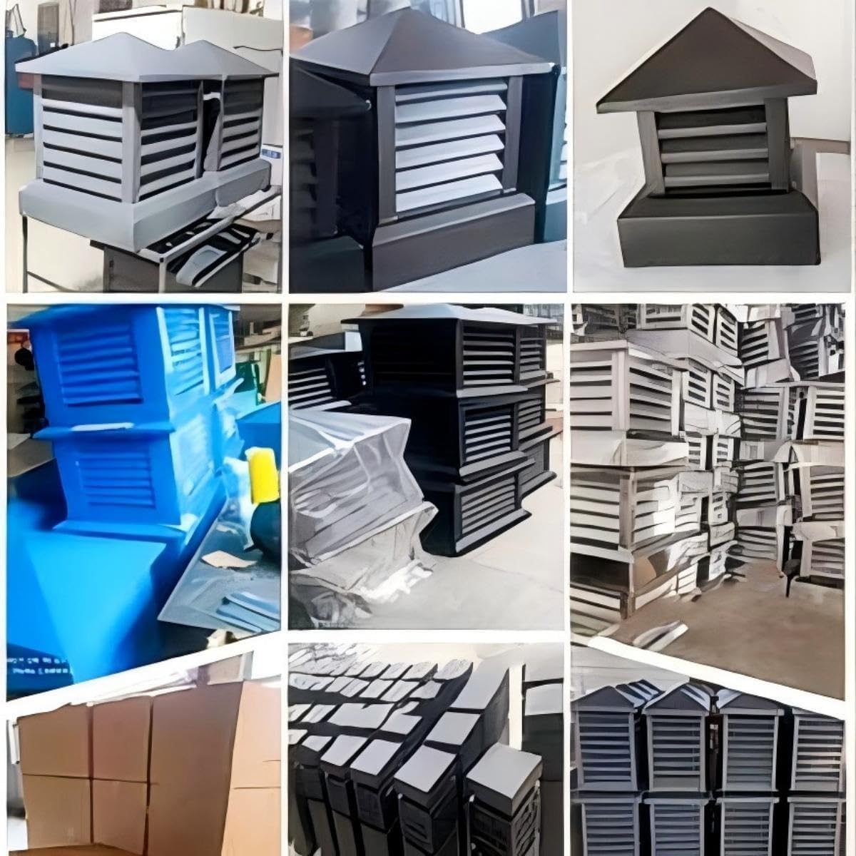 Aluminum Chimney Cap Rainproof Square，Outside Roof Fireplaces Caps，Durables Villa Accessory，Fireplace Flue Lid for Outside(250 * 250mm/9.8 * 9.8in)