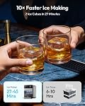 EUHOMY 2'' Clear Ice Cube Maker Countertop with APP, 2 Square Ice Ready in 27 Mins for Whiskey, Slow-Melting & Self-Cleaning, 110 Pcs/Day, 24H Timer, Clear Ice Maker with Ice Tong for Home/Bar/Party