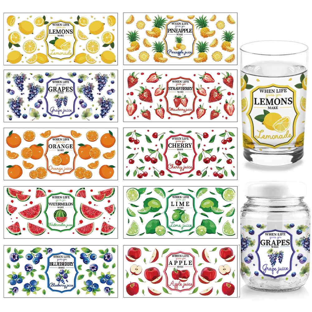 Autocollants UV DTF fruits pour sublimer vos confitures maison en PVC