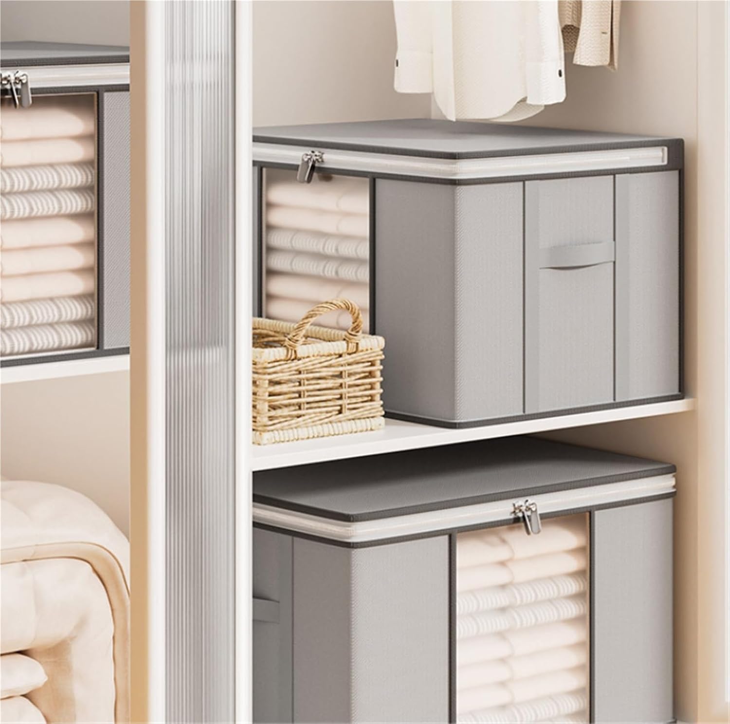 Storage Bag for Clothes Bedding Storage Box Can Be Folded for Organizing Clothes Bedroom Quilt Wardrobe Storage Bag Storage Container(A)