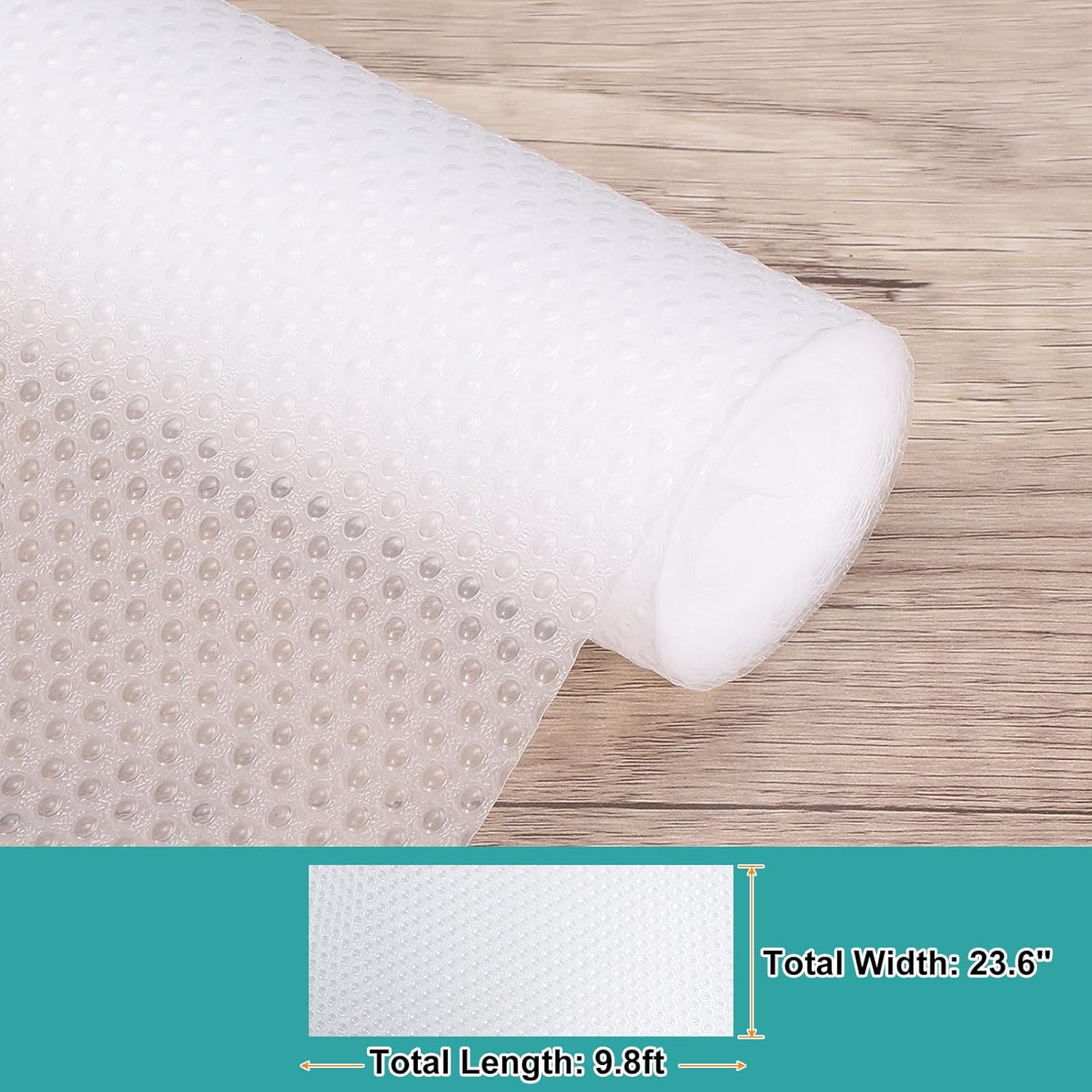 HARFINGTON Shelf Liner 24" x 10ft EVA Non-Slip Drawer Mats Waterproof Circular Mesh Texture Liner for Kitchen Cabinets Cupboard Refrigerator Shelves, Clear