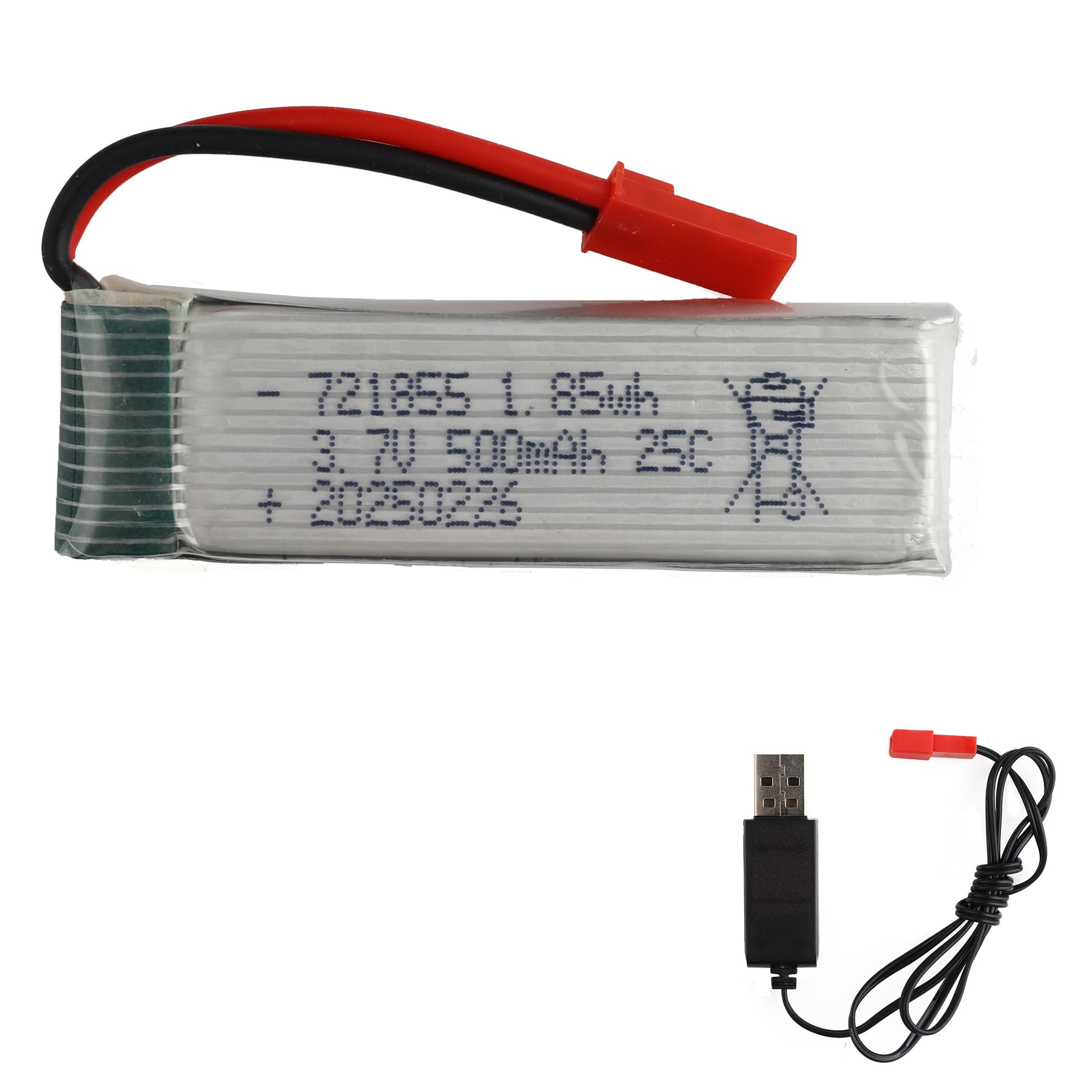Vvsialeek 3.7V 500mAh Rechargeable Lithium ion Battery with JST Connector for Electronics Products