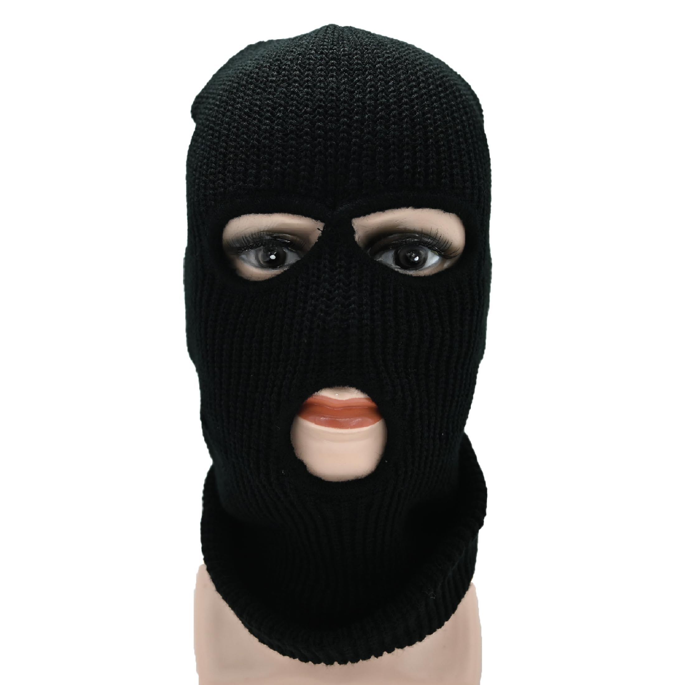 2 Piezas Pasamontañas Negro, Pasamontañas de 3 Agujeros, Balaclava Negro,Punto de Invierno Cubierta Facial cálida, Gorro de Esquí para Ciclismo Deportes al Aire Libre