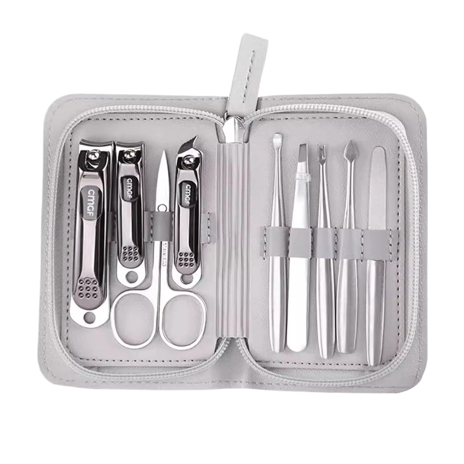 Kit de manucure Comprenant Un Coupe-Ongles, Une Pince à Bec de Faucon pour Femme, des Outils de réparation Gris, Une rainure Anti-éclaboussures et Un Format Voyage.