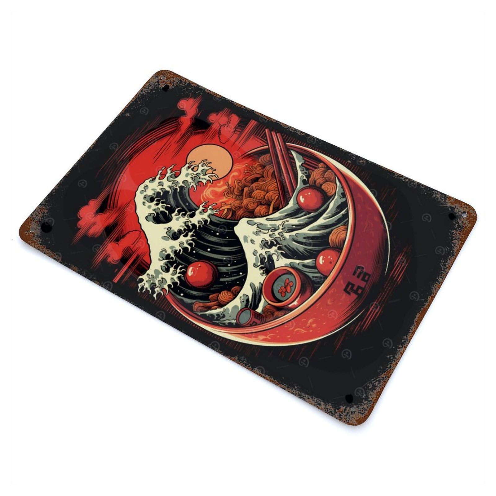Great Wave of Ramen Rusty Metal Tin Sign 11.8"x7.9", for Shed, Workshop And Garage Wall Decor, Shabby Chic Decor