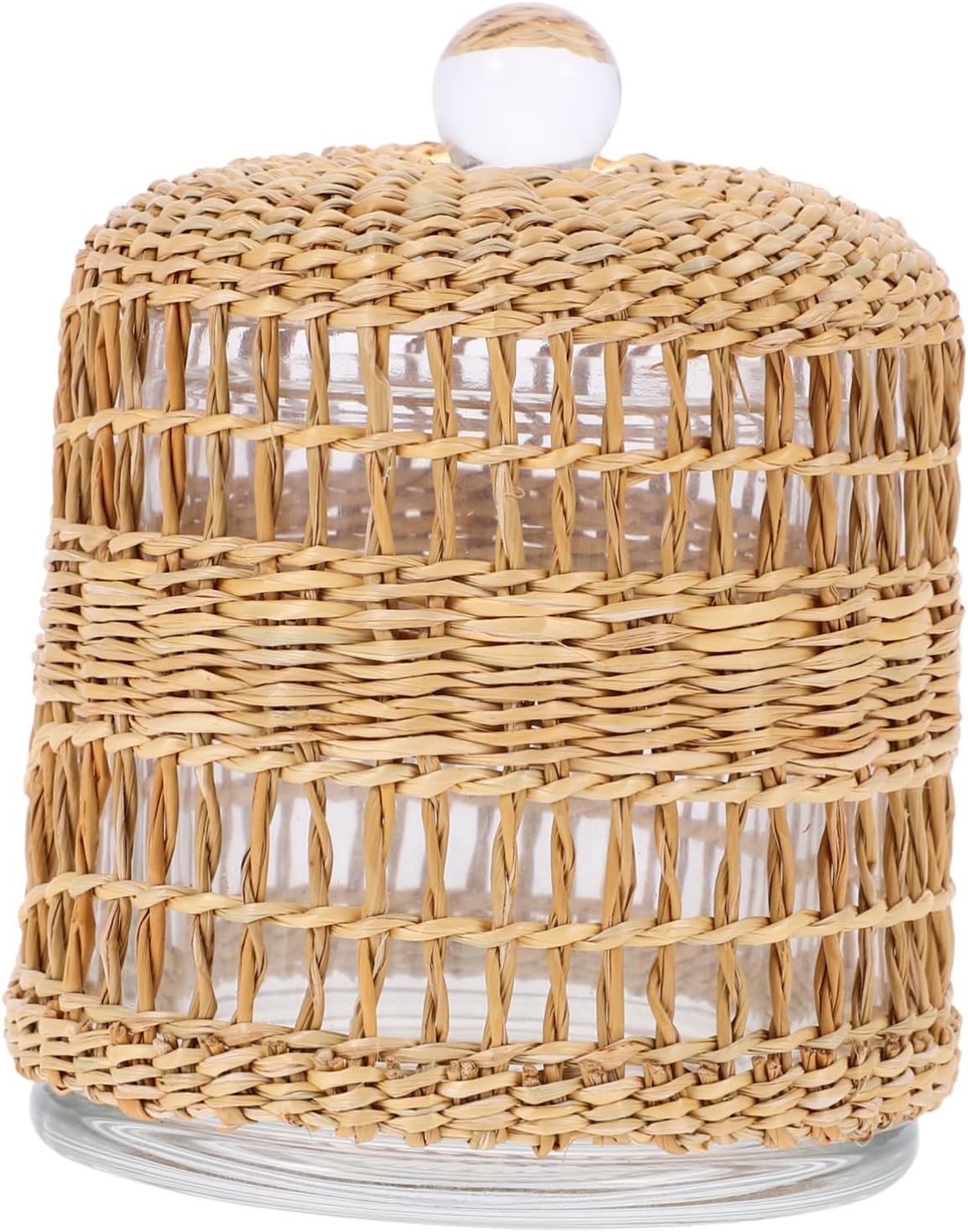 MAGICLULU Decorative Glass Candle Shades Rattan Woven Glass Cover Cottage Decor Candles Holder