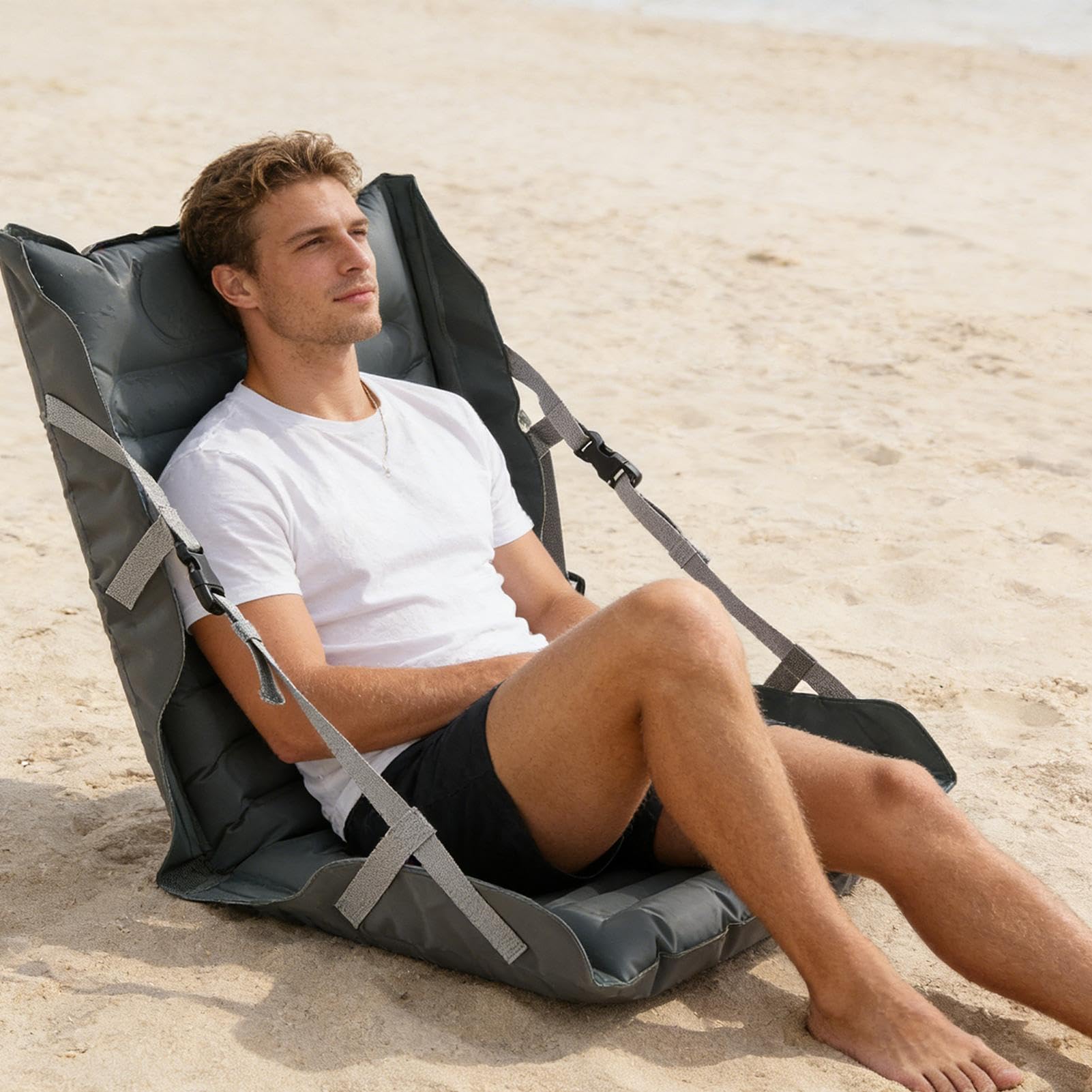 Cuscino per Sedia Cuscini Pieghevoli con Supporto Schienale | Per Campeggio per Aereo, Kayak, Camper, Barca, Picnic, Viaggi, Guida, Sedia a Rotelle
