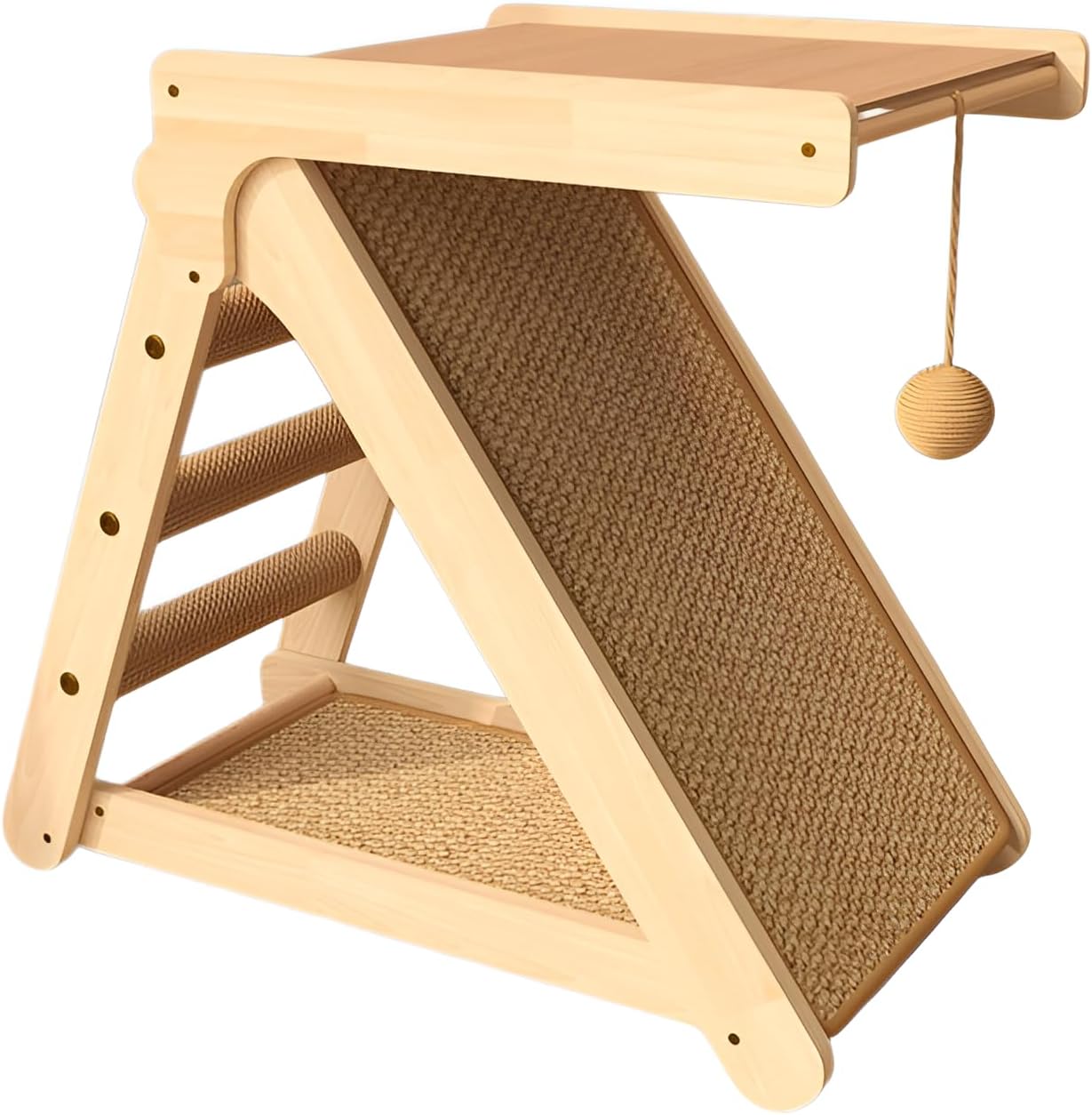 [POZEAL]【猫 爪とぎ】と【猫 爪とぎ ベッド一体】 天然剣麻で耐磨耗 実木製で安全 コンパクト立式 省 猫の解消に ナチュラ