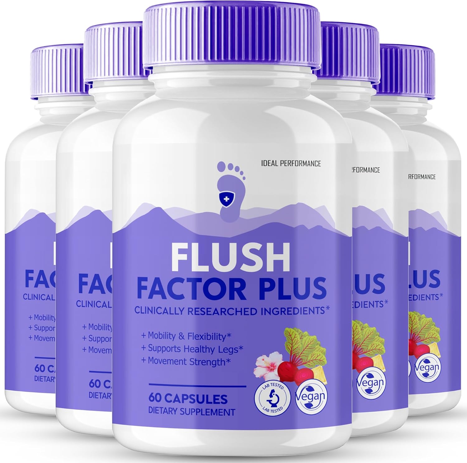 Flush Factor Plus Capsules, FlushFactor Plus Supplement Pills, Flush FactorPlus Maximum Strength, Flexibility & Healthy Legs, FlushFactorPlus Advanced Formula, Flush Factor Plus Reviews (5 Pack)