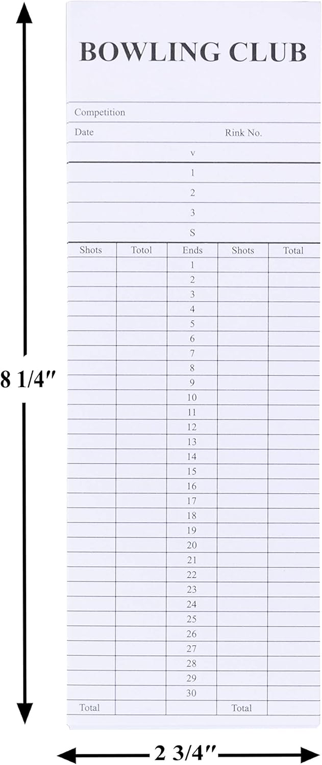 Acclaim Lawn Bowls Scorecards Scoring Pads Score Cards 100 Single Sided ...
