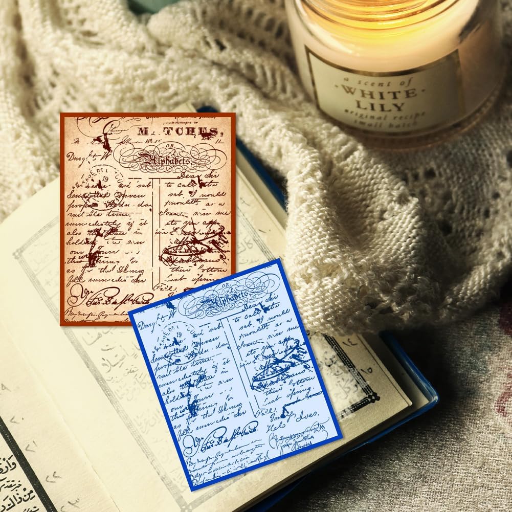 PH PandaHall Vintage Text Clear Stamp for Scrapbook, English Words Background Silicone Stamp Transparent Rubber Stamp for Card Making, Paper Crafting Photo Albums, Holiday Cards, Gift Tags