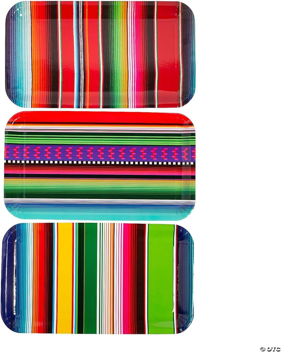 Fun Express Fiesta Serape Paper Trays – Colorful Party Supplies for Cinco de Mayo Mexican-Themed Celebrations & Taco Nights – Perfect for Serving Snacks Treats and More – 3 Pieces