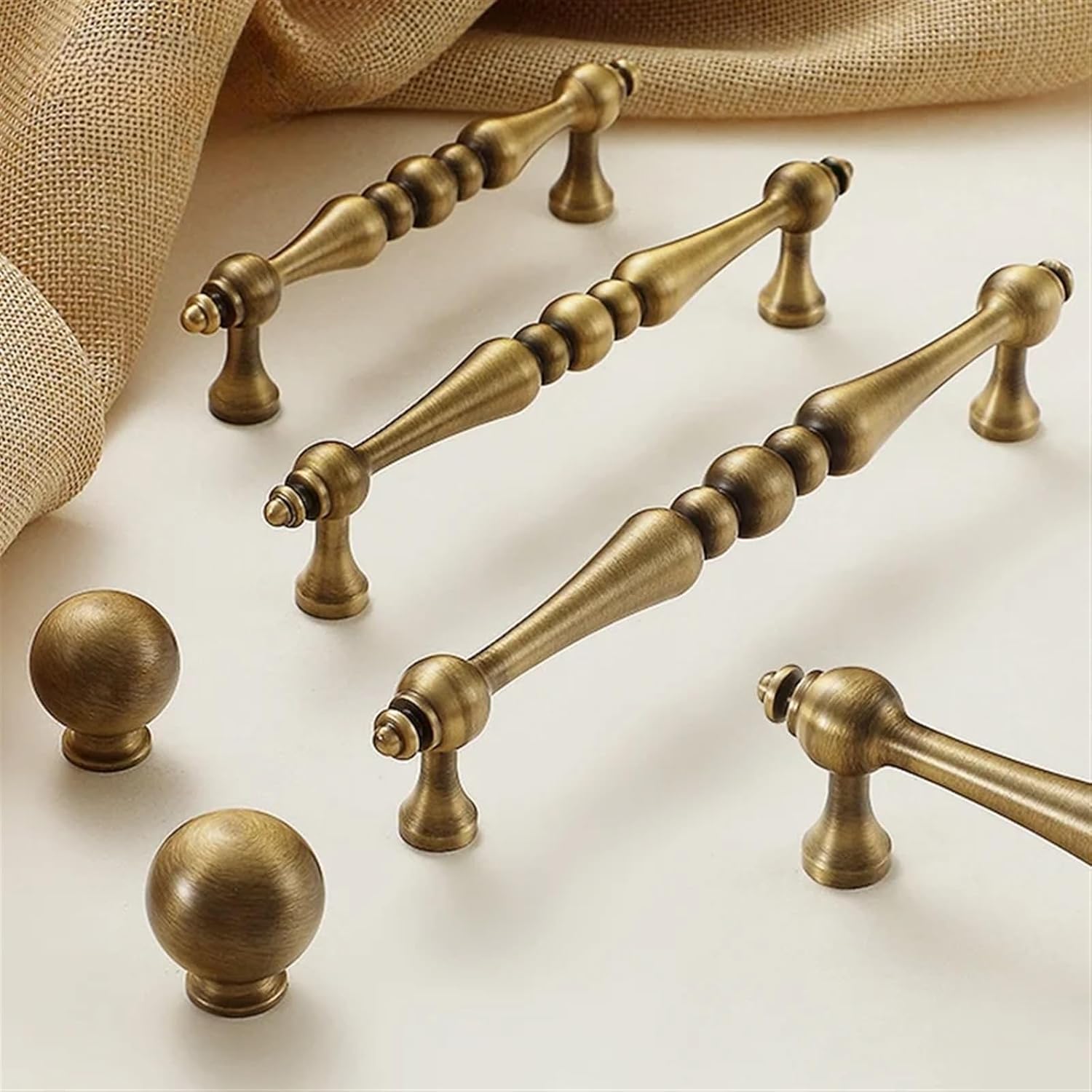 Antique Solid Brass Drawer Knobs French Retro Handle Bathroom Pulls Kitchen Cabinet Door Handle Cupboard Door Furniture Handles 1Pcs (Color : Brass 128mm)