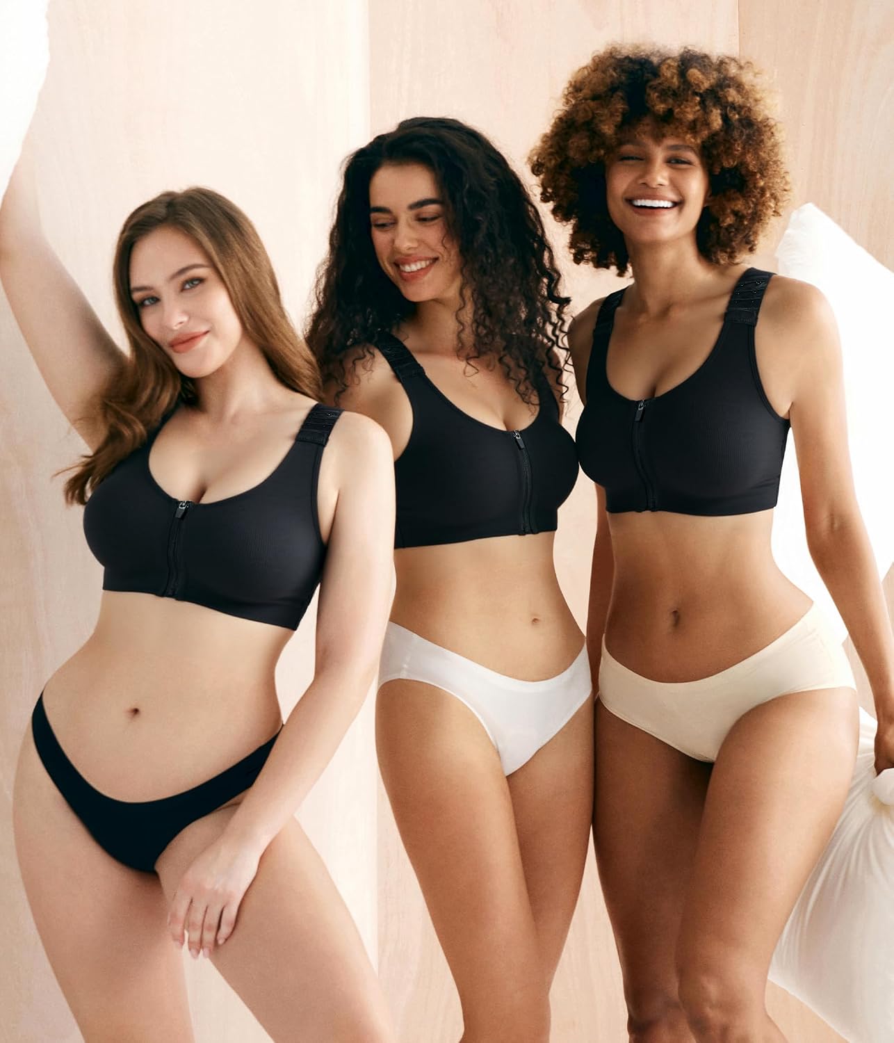 BRABIC Compression Bra Post Sugery Zipper Front Closure Bras for Women Supportive Surgical Bra with Adjustable Straps