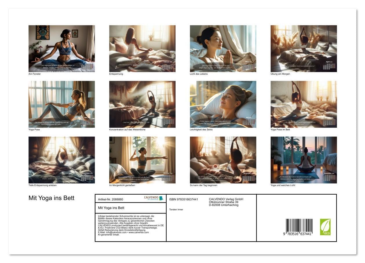 Mit Yoga ins Bett (hochwertiger Premium Wandkalender 2026 DIN A2 quer), Kunstdruck in Hochglanz: Ihr Kalender für Erholung, Entspannung und Achtsamkeit (CALVENDO Gesundheit)